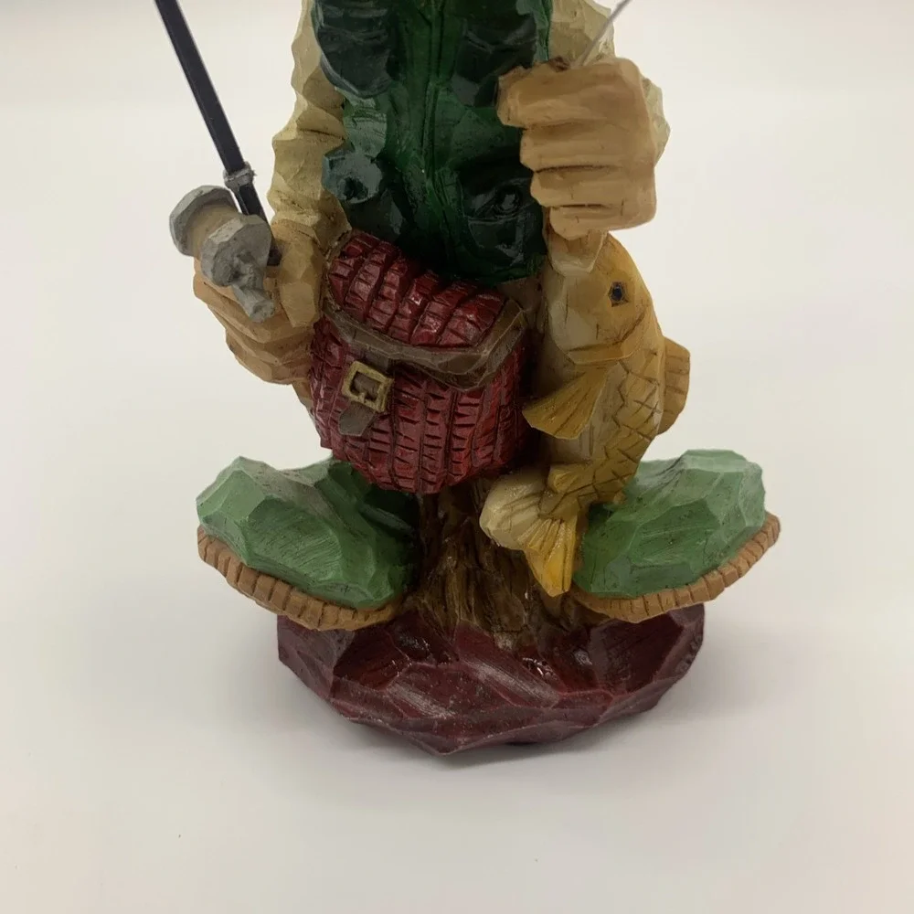 Vintage Bearded Fisherman Grandpa Bobblehead with Fishing Pole